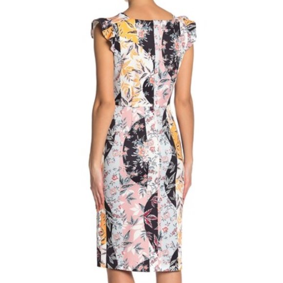 Sold!!! Floral Stripe Midi Scuba Dress Size 10 - Picture 2 of 3